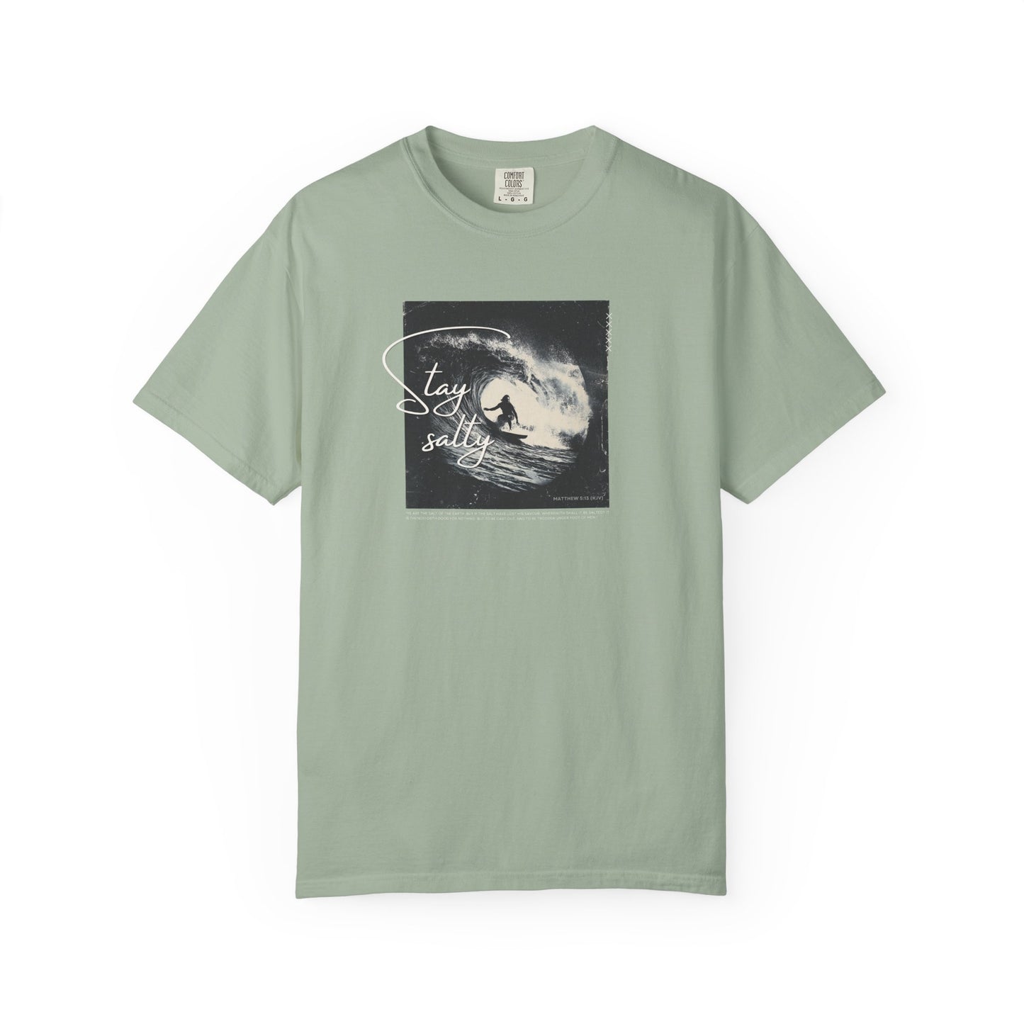 Stay Salty Surfer Tee – Christian Beachwear Inspired by Matthew 5:13    Black / S-Bay / S-Berry / S-Blue Spruce / S-Brick / S 