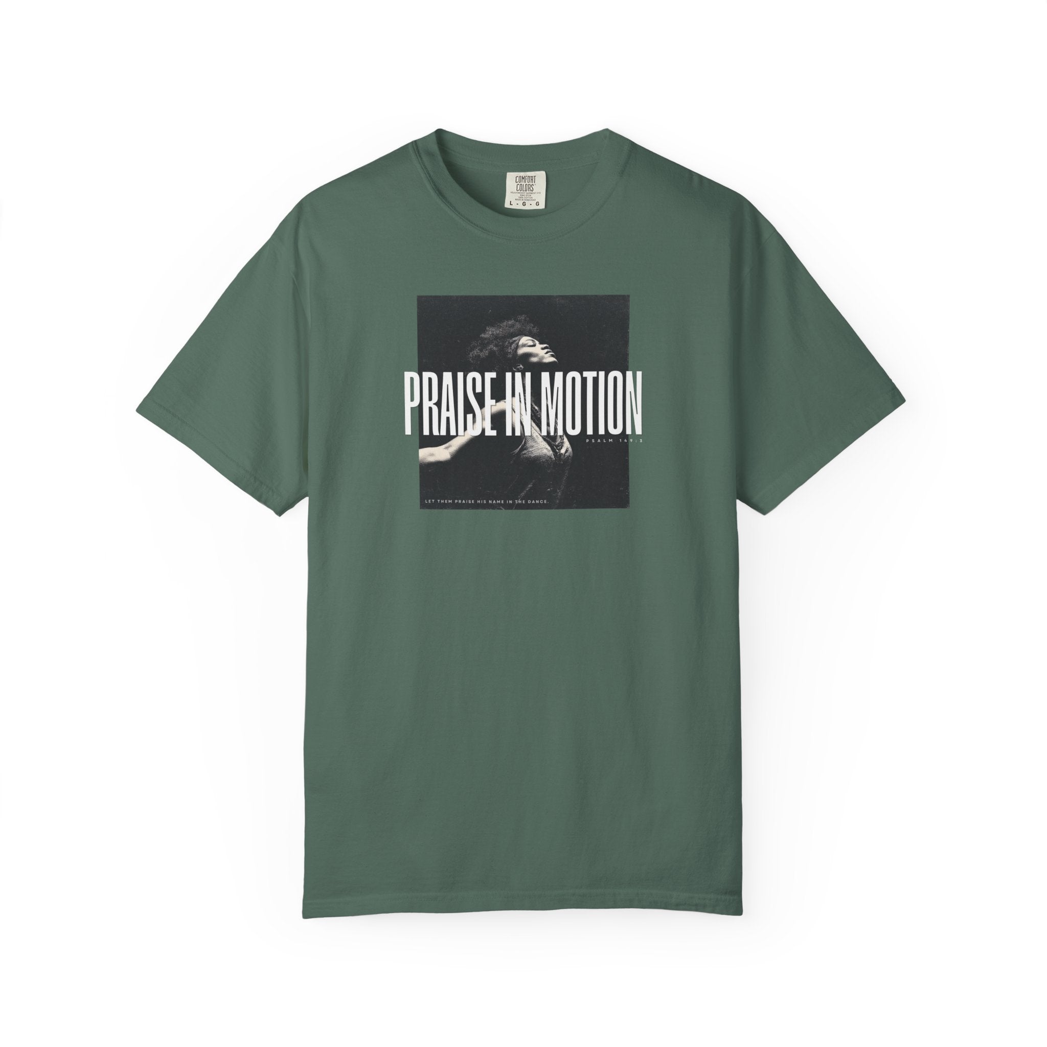 Praise in Motion – Soft Christian Tee with Psalm 149:3    Black / S-White / S-Bay / S-Berry / S-Blue Spruce / S 