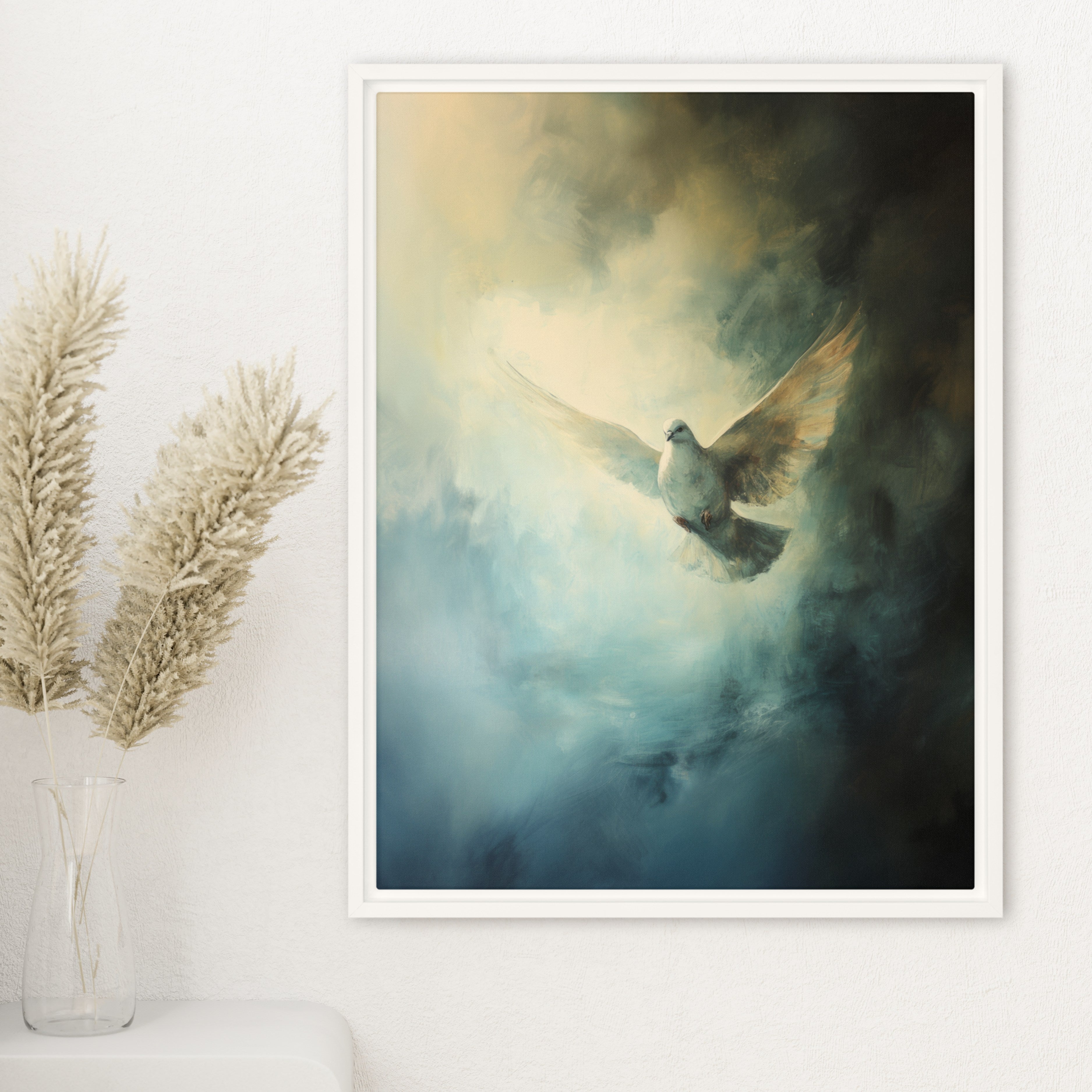 Peace Reigns - White Dove of Peace - Framed Canvas