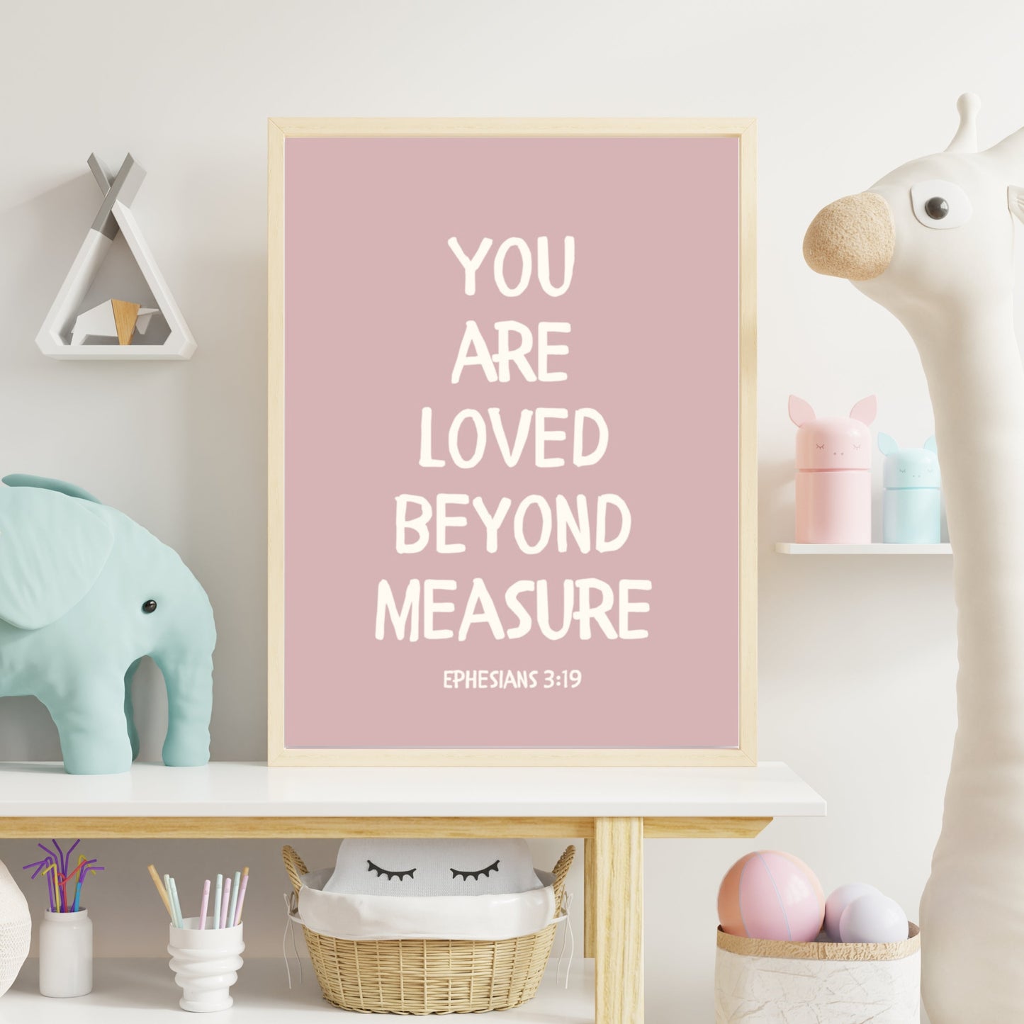 Ephesians 3:19 - “You Are Loved Beyond Measure” – Framed Bible Verse Print - Pinks