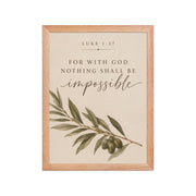Luke 1:37 For With God Nothing Shall Be Impossible matte red oak frame 12x16