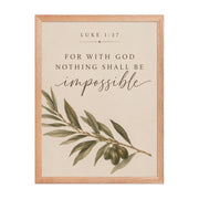 Luke 1:37 For With God Nothing Shall Be Impossible matte red oak frame 18x24