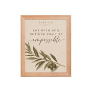 Luke 1:37 For With God Nothing Shall Be Impossible matte red oak frame 8x10