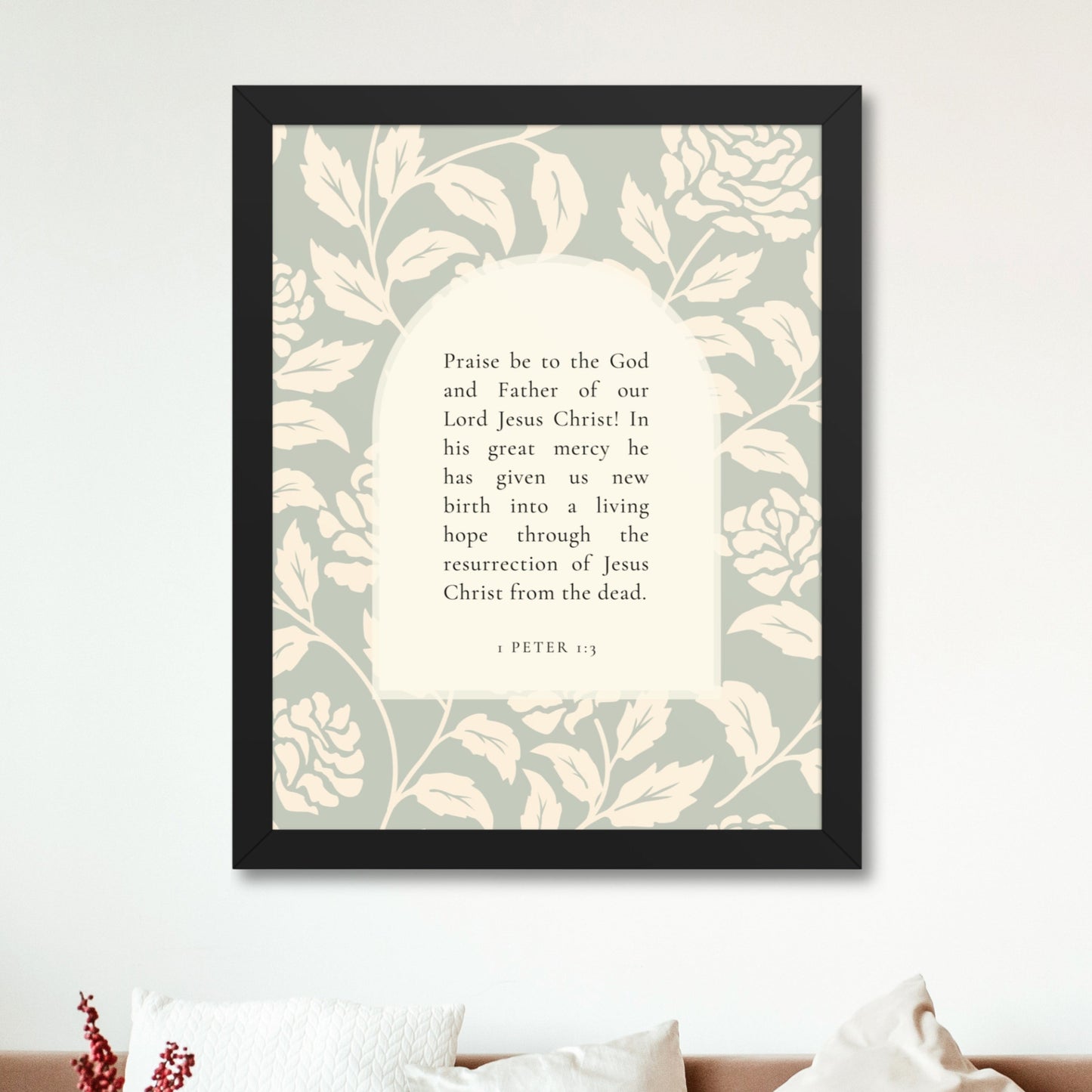 1 Peter 1:3 Verse Printed Over leafy Background