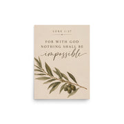 Luke 1:37 For With God Nothing Shall Be Impossible unframed matte print 12x16