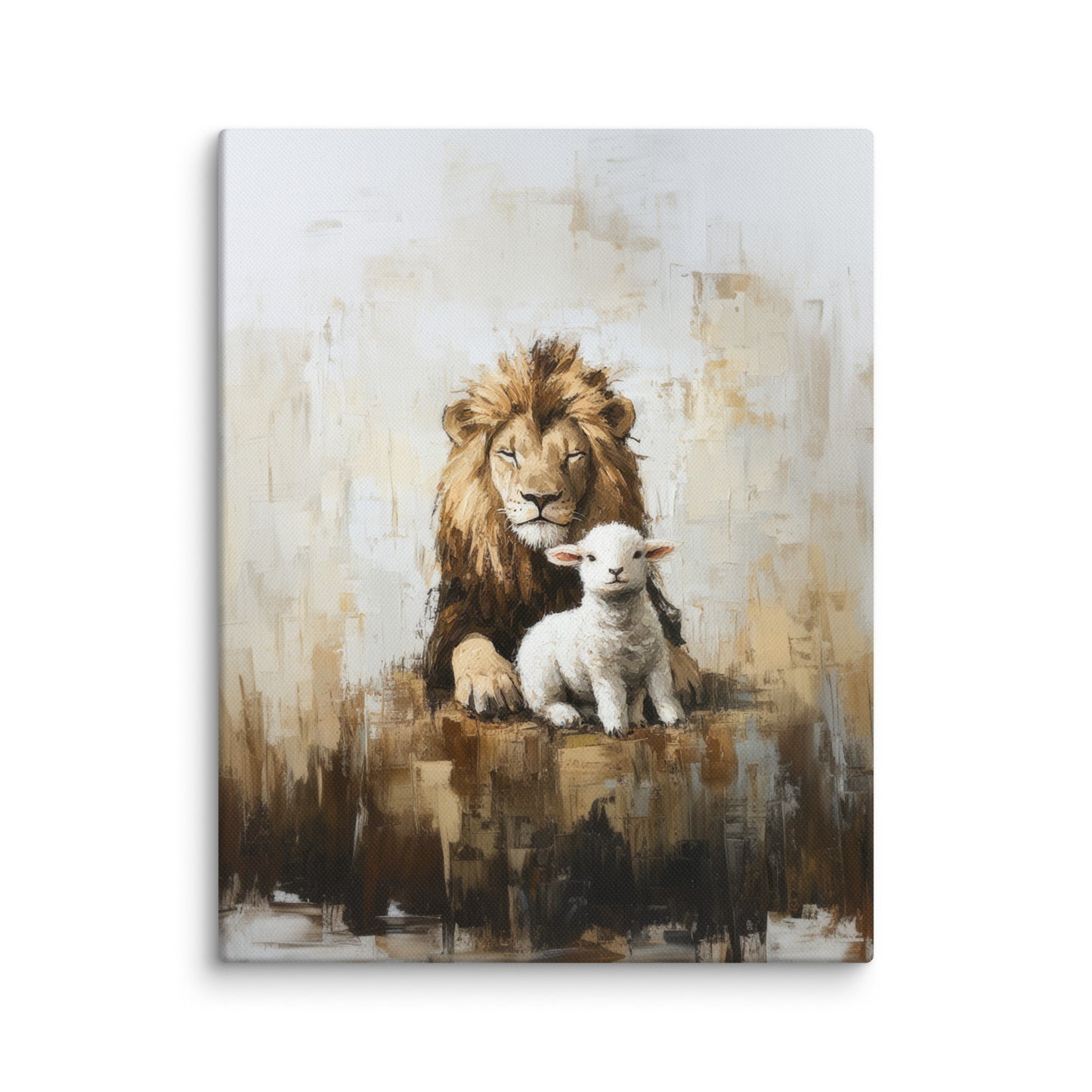 Lion and the Lamb - Earthy Tones On Canvas