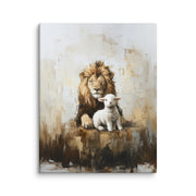 Lion and the Lamb - Earthy Tones On Canvas
