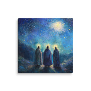 Three Kings Under A Starry Night - Framed Canvas Print