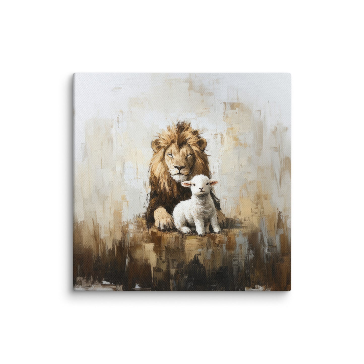 Lion and the Lamb - Earthy Tones On Canvas