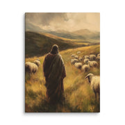 Jesus and His Herd - Framed Canvas Print