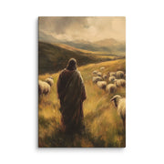 Jesus and His Herd - Framed Canvas Print