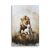 Lion and the Lamb - Earthy Tones On Canvas