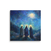 Three Kings Under A Starry Night - Framed Canvas Print