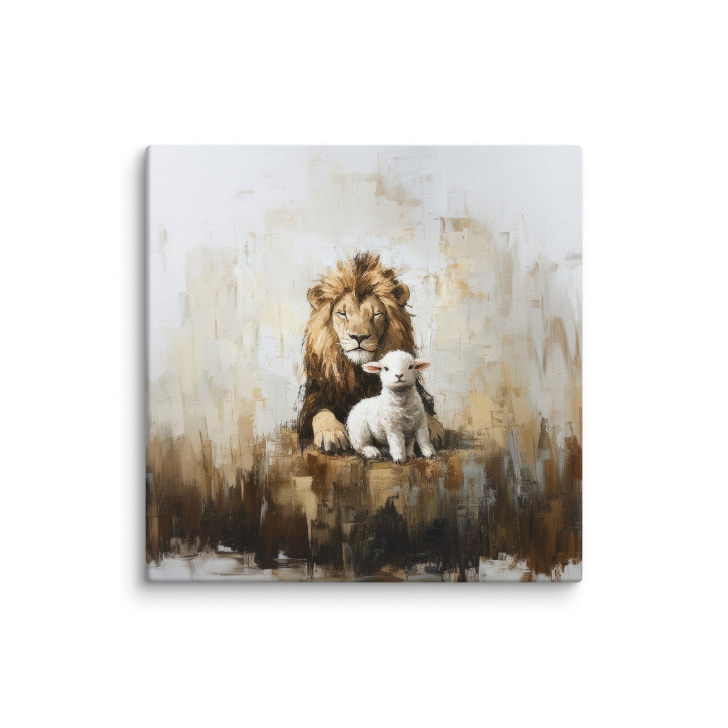 Lion and the Lamb - Earthy Tones On Canvas