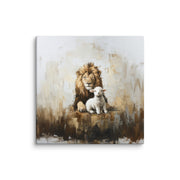 Lion and the Lamb - Earthy Tones On Canvas