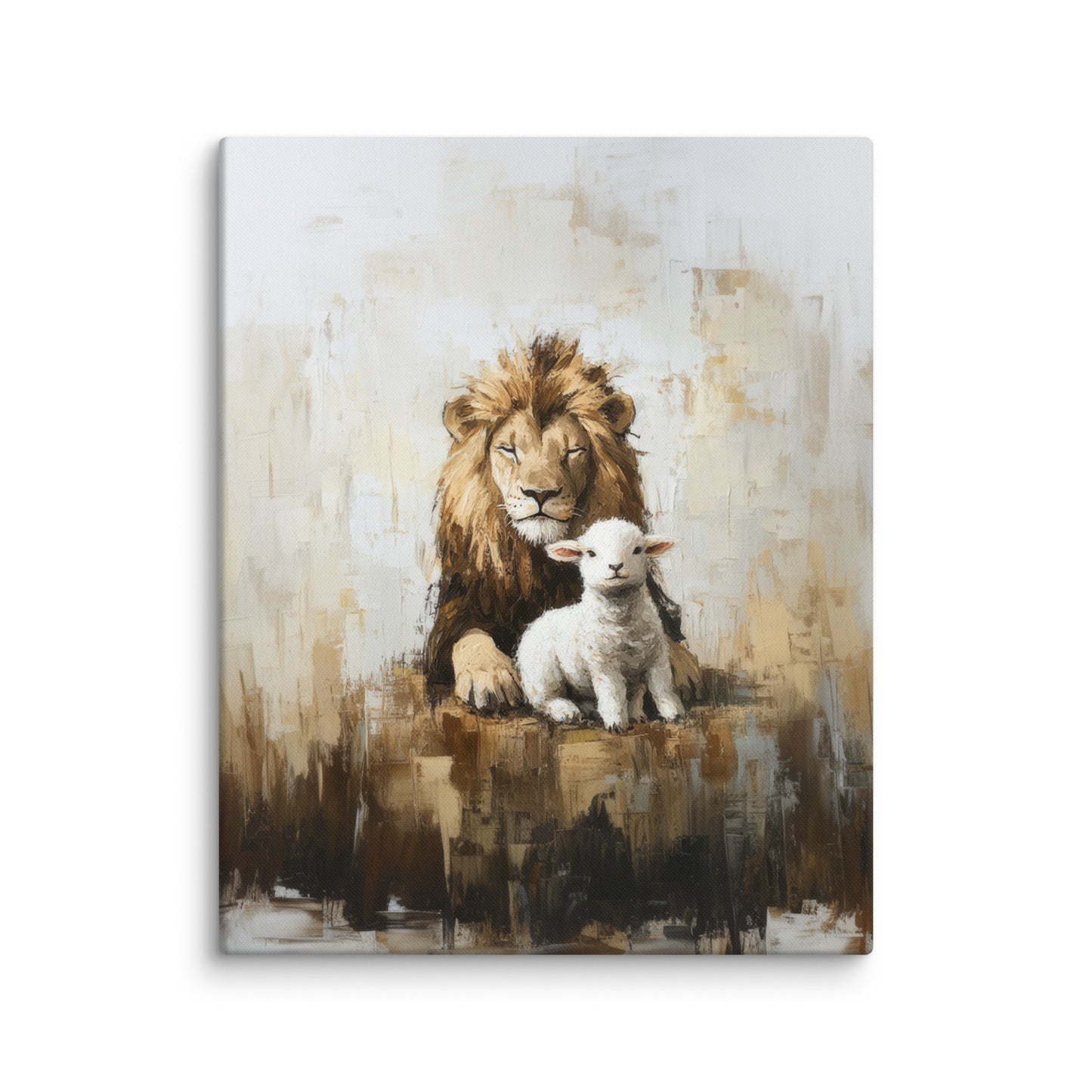 Lion and the Lamb - Earthy Tones On Canvas