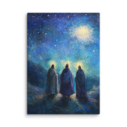 Three Kings Under A Starry Night - Framed Canvas Print