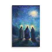 Three Kings Under A Starry Night - Framed Canvas Print