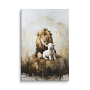 Lion and the Lamb - Earthy Tones On Canvas