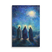 Three Kings Under A Starry Night - Framed Canvas Print