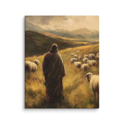 Jesus and His Herd - Framed Canvas Print