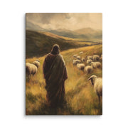 Jesus and His Herd - Framed Canvas Print
