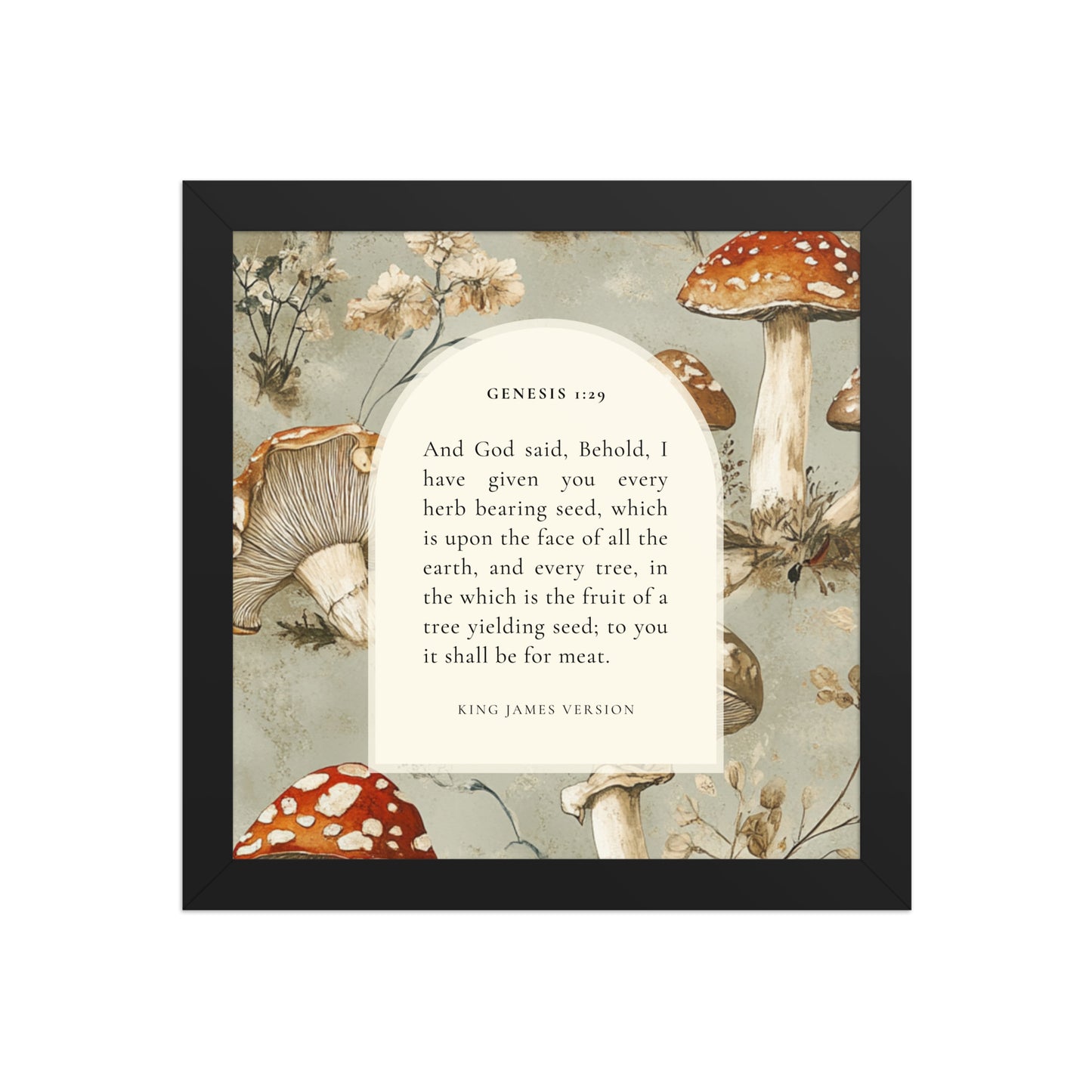 Genesis 1:29 Botanical Mushrooms Background  