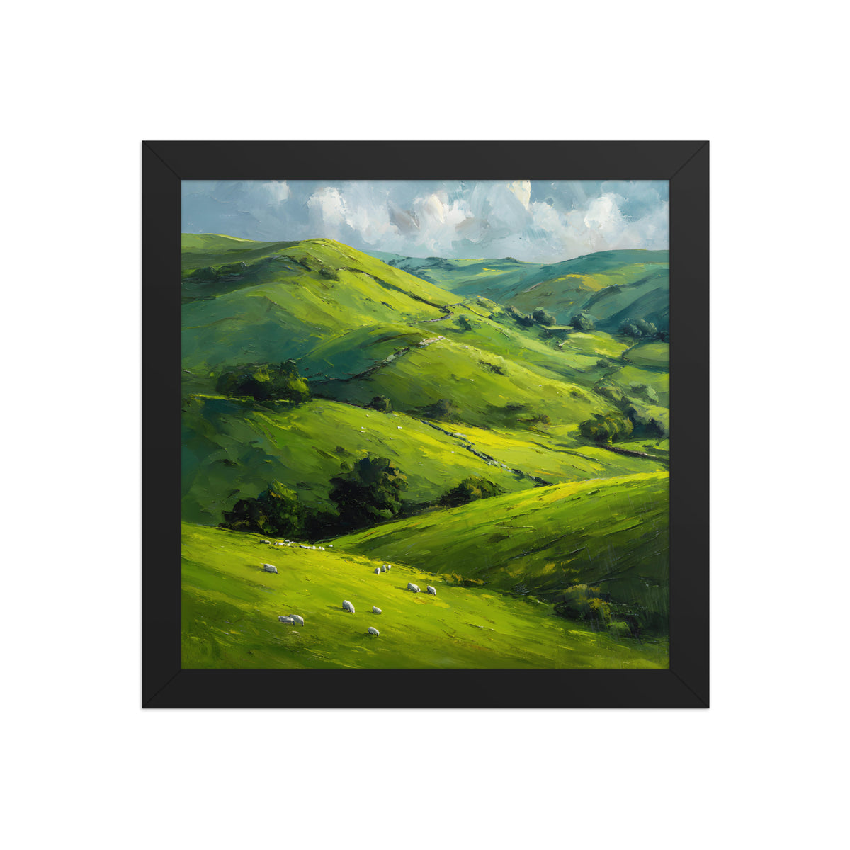 He Left the 99 Jesus and lamb Christian wall art in a framed poster studio mockup.