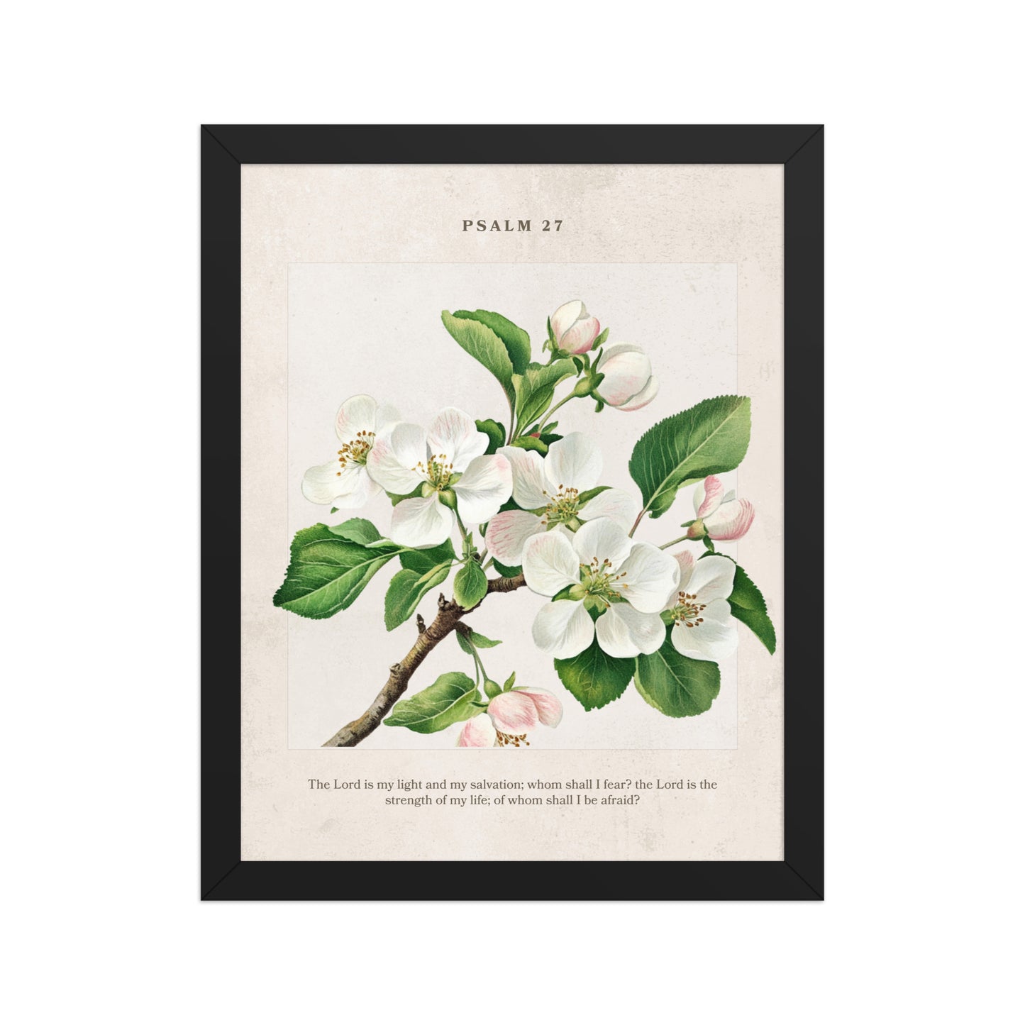 Psalm 27 Quote Vintage Floral On Beige Background  