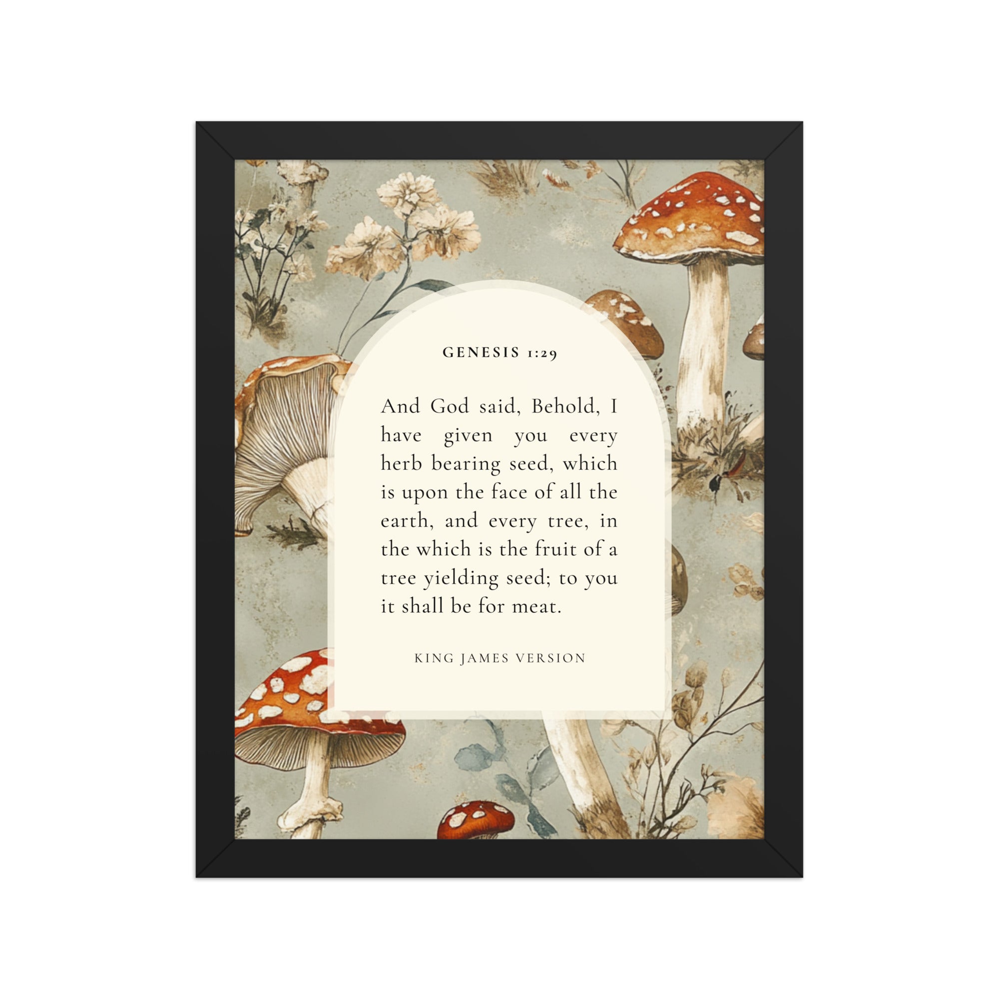 Genesis 1:29 Botanical Mushrooms Background  