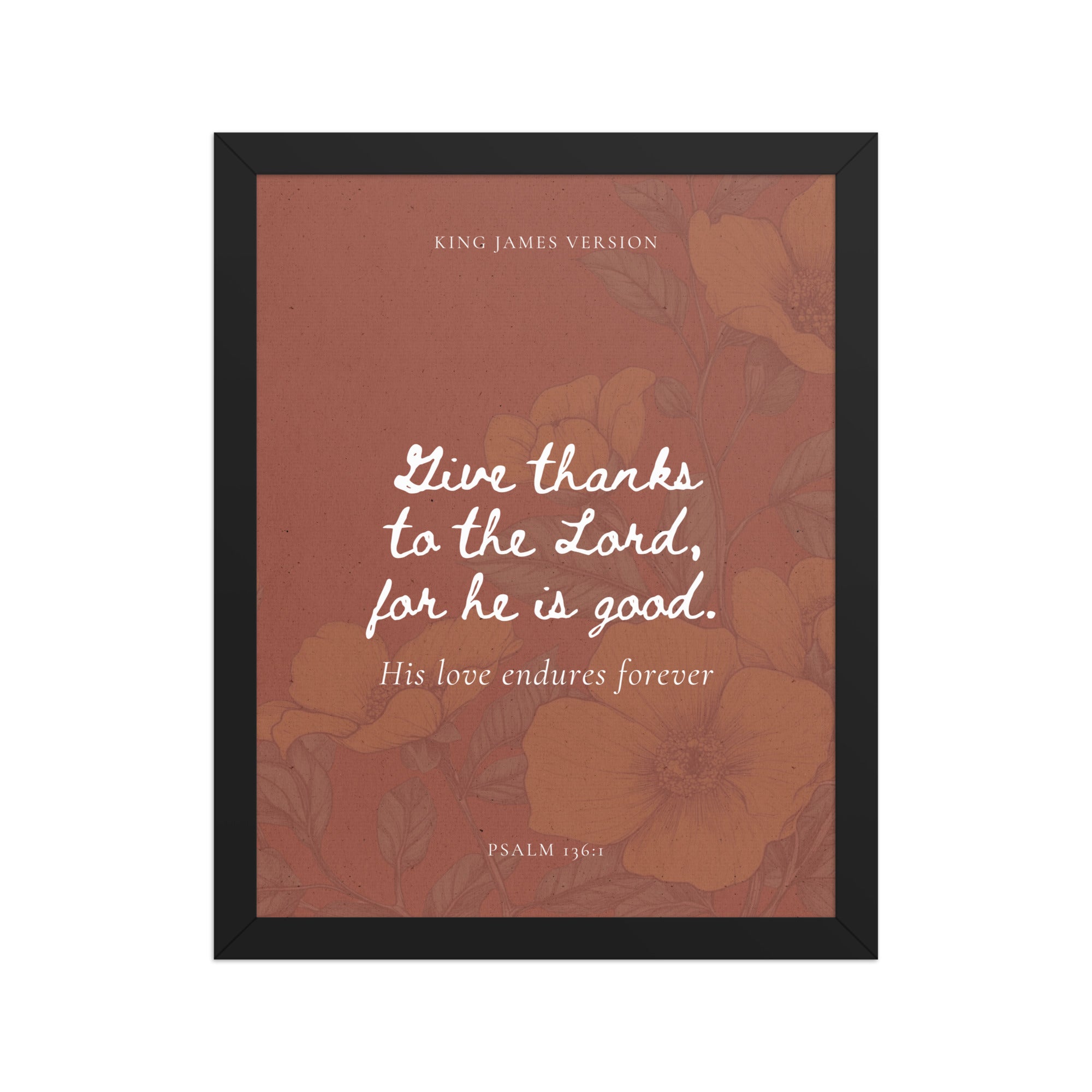 Psalm 136:1 - Floral Background On Red  