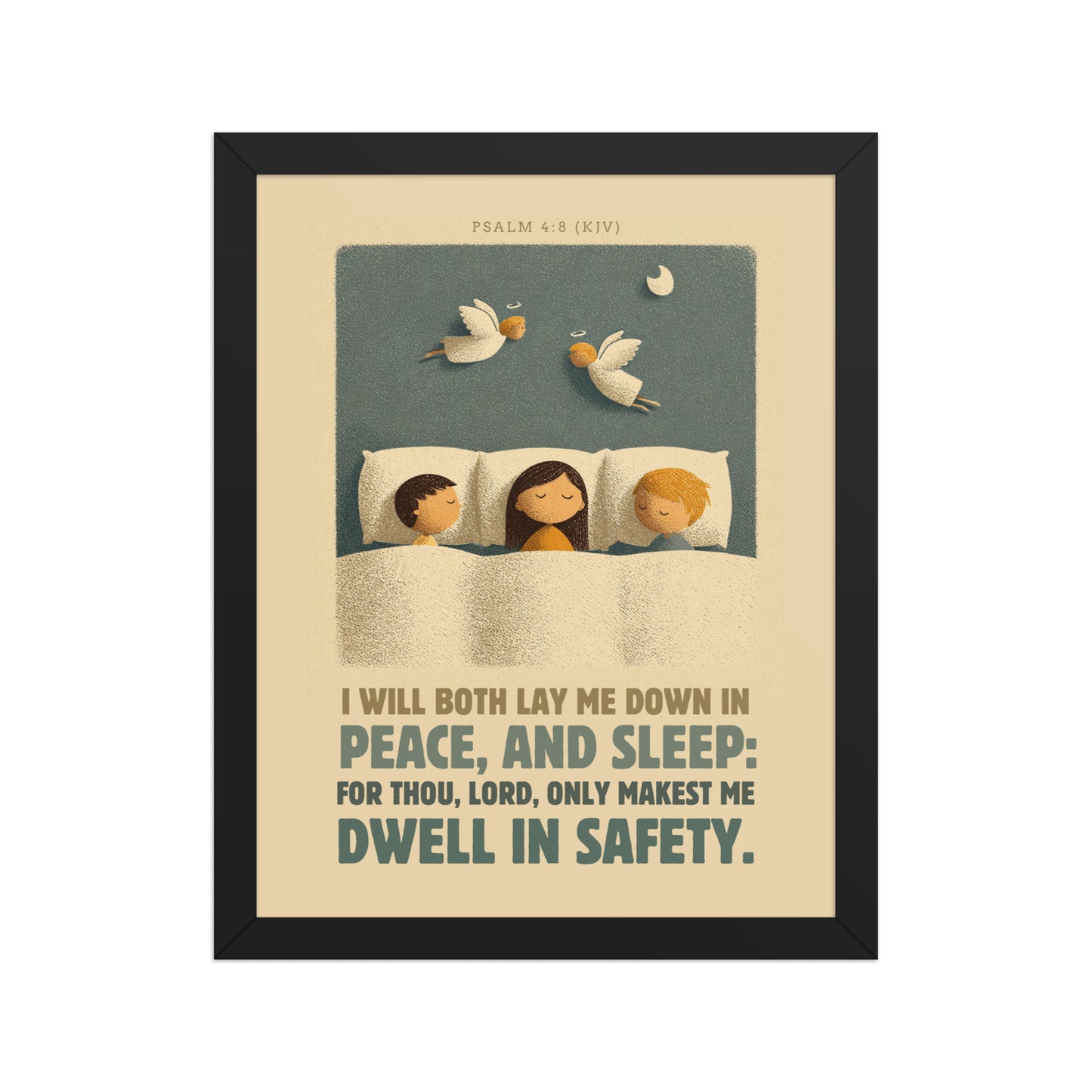 Psalm 4:8 Nursery Wall Art    Unframed Matte Paper / 8″×10″-Unframed Matte Paper / 11″×14″-Unframed Matte Paper / 12″×16″-Unframed Matte Paper / 12″×18″-Unframed Matte Paper / 16″×20″ 