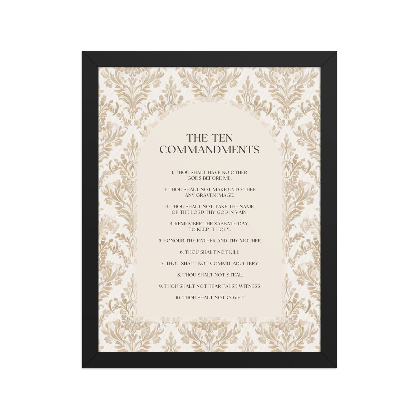The Ten Commandments: Arch Design Print with Roman Numerals or List    Unframed Matte Paper / 8″×10″ / List-Unframed Matte Paper / 8″×10″ / Roman Numerals-Unframed Matte Paper / 11″×14″ / List-Unframed Matte Paper / 11″×14″ / Roman Numerals-Unframed Matte Paper / 12″×16″ / List 