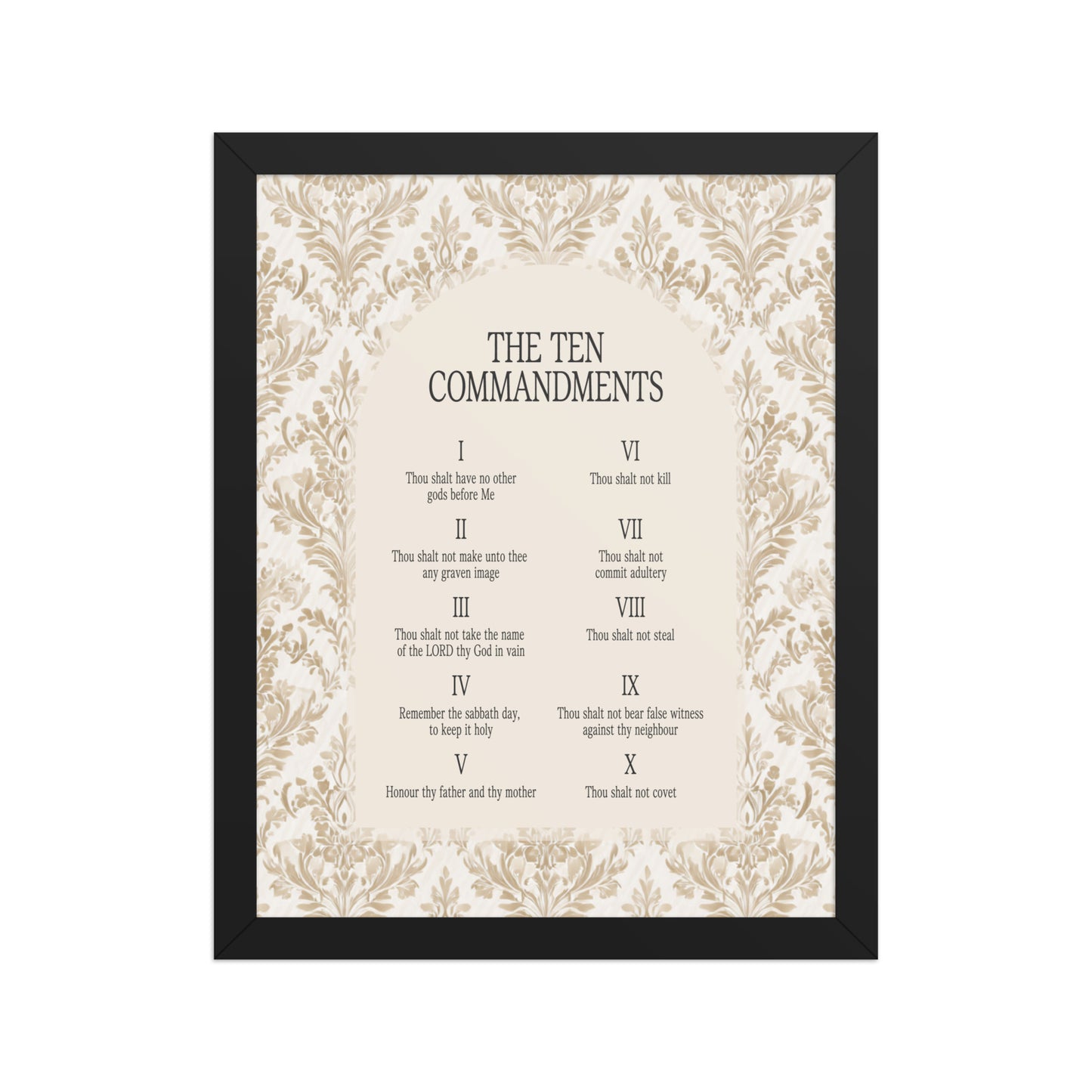 The Ten Commandments: Arch Design Print with Roman Numerals or List    Unframed Matte Paper / 8″×10″ / List-Unframed Matte Paper / 8″×10″ / Roman Numerals-Unframed Matte Paper / 11″×14″ / List-Unframed Matte Paper / 11″×14″ / Roman Numerals-Unframed Matte Paper / 12″×16″ / List 