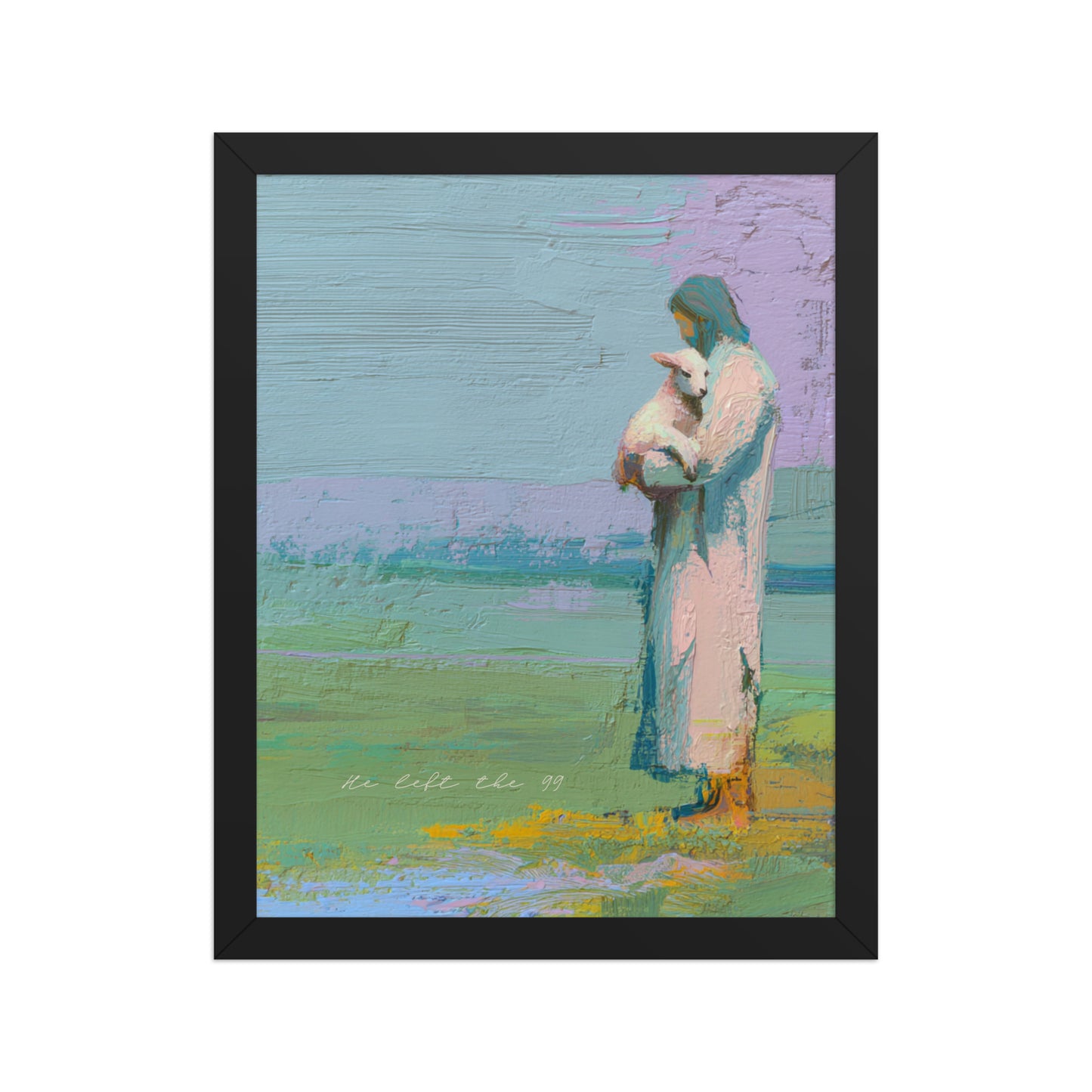 The Good Shepherd Wall Art | "He Left the 99" Scripture Print    Unframed Matte Paper / 8″×10″-Unframed Matte Paper / 10″×10″-Unframed Matte Paper / 11″×14″-Unframed Matte Paper / 12″×12″-Unframed Matte Paper / 12″×16″ 