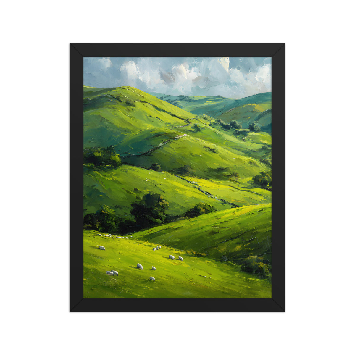 He Left the 99 Jesus and lamb Christian wall art in a framed poster studio mockup.