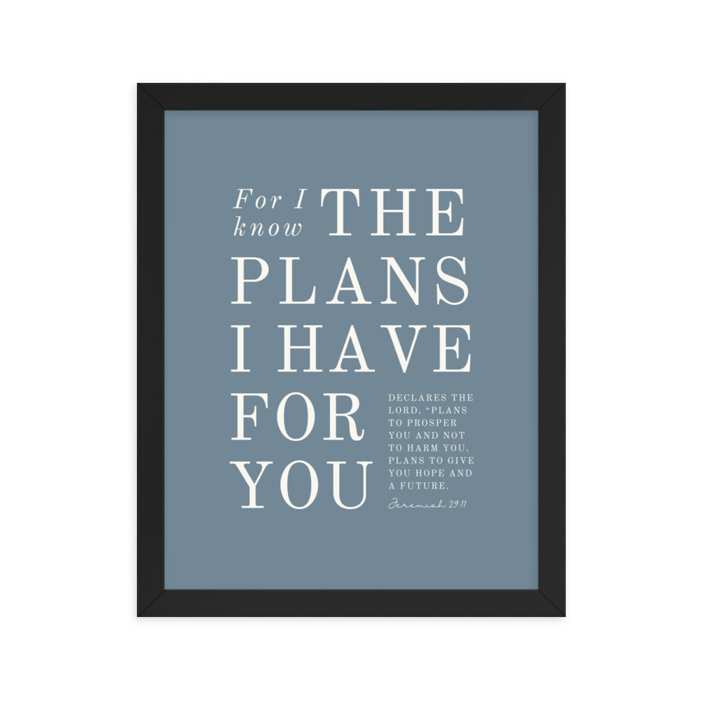 Jeremiah 29:11 Warm Blues Slate Gray 11x14