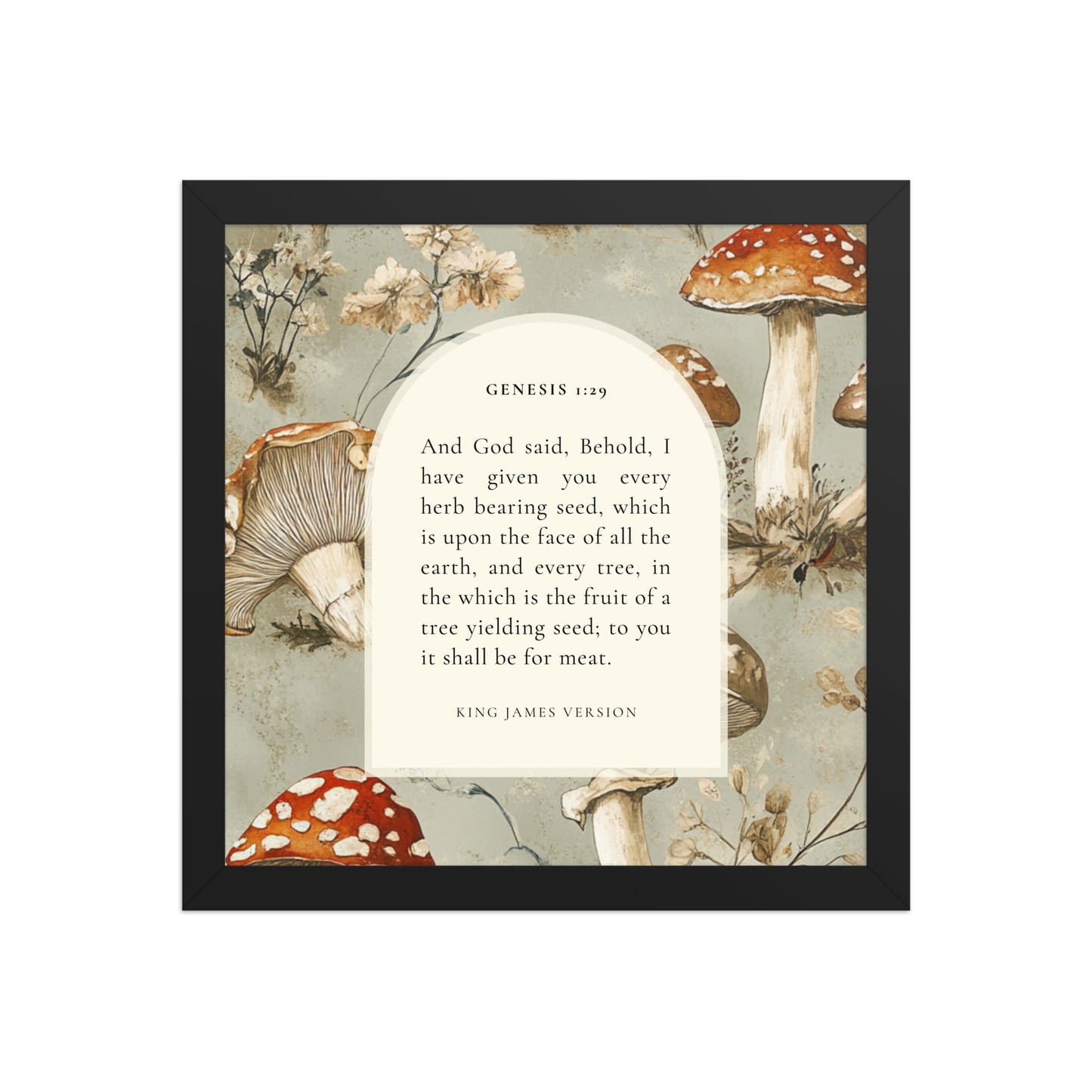 Genesis 1:29 Botanical Mushrooms Background  