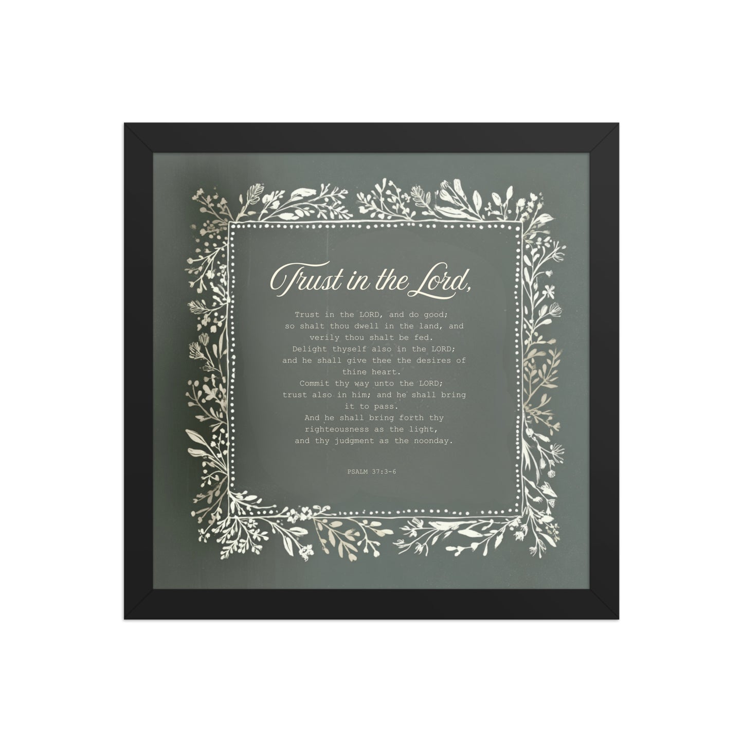 "Commit Your Way" – Psalm 37:3-6 Framed Christian Wall Art    Black / 10″×10″-Black / 12″×12″-Black / 14″×14″-Black / 16″×16″-Black / 18″×18″ 