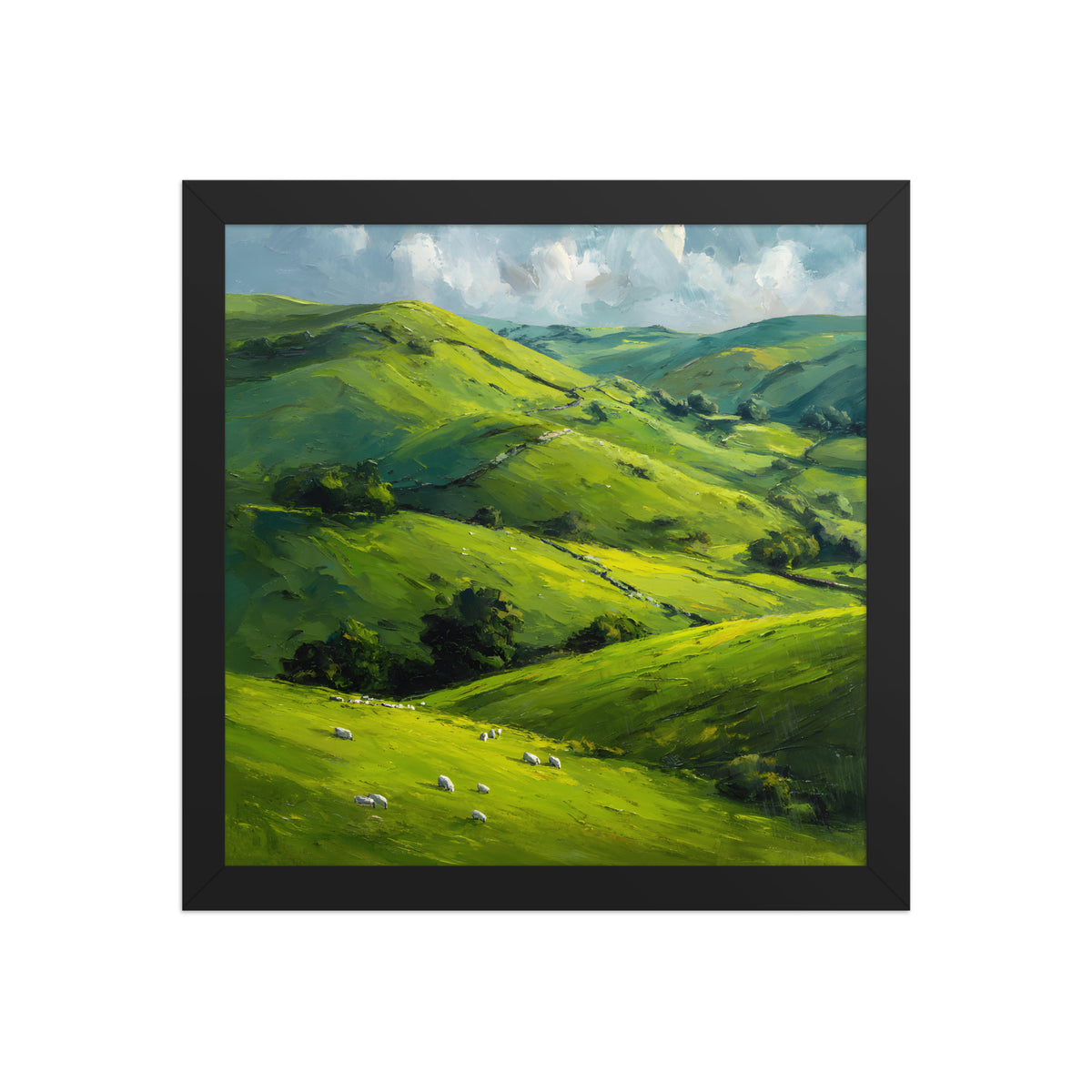 He Left the 99 Jesus and lamb Christian wall art in a framed poster studio mockup.