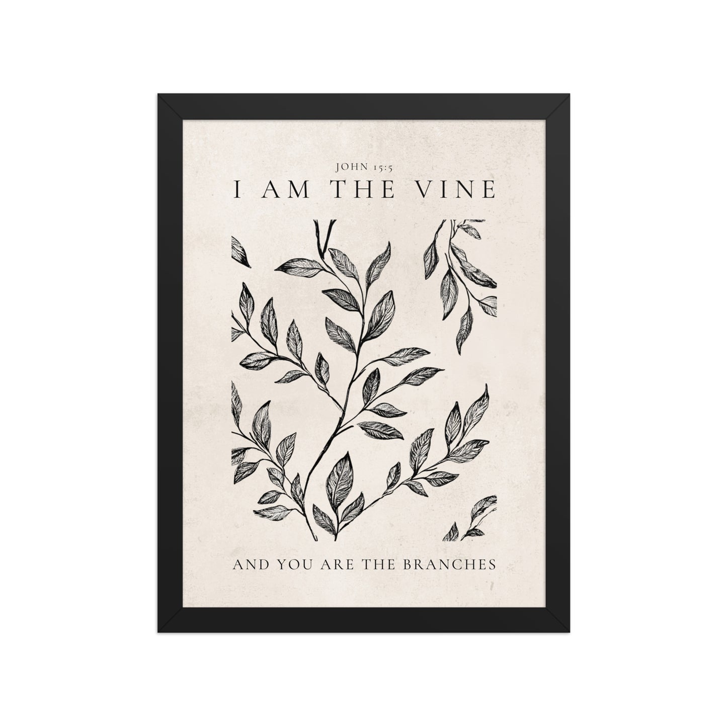 John 15:5 Vintage Floral On Beige Background  