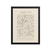 John 3:16 - Black Floral Art On Beige Background    Unframed Matte Paper / 5"x7"-Unframed Matte Paper / 8″×10″-Unframed Matte Paper / 11″×14″-Unframed Matte Paper / 12″×16″-Unframed Matte Paper / 12″×18″-Unframed Matte Paper / 16″×20″-Unframed Matte Paper / A2 (16.5″×23.3″)-Unframed Matte Paper / 18″×24″-Unframed Matte Paper / 24″×36″-Unframed Matte Paper / 20"x30" 