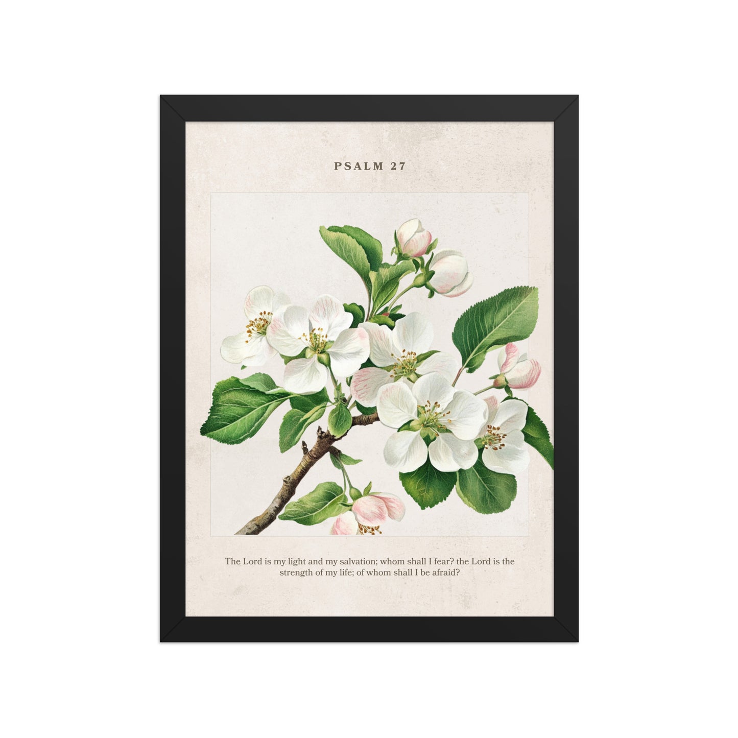 Psalm 27 Quote Vintage Floral On Beige Background  