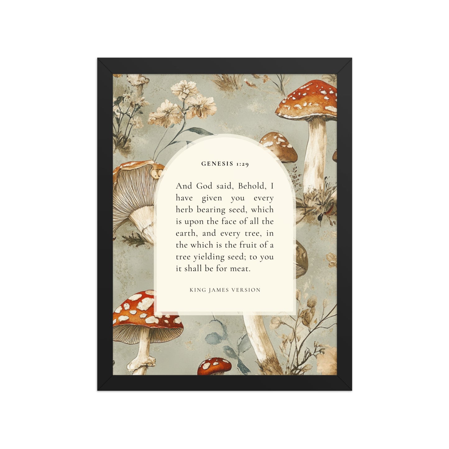 Genesis 1:29 Botanical Mushrooms Background  