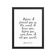 Jeremiah 1:5 - Framed Bible Verse Print