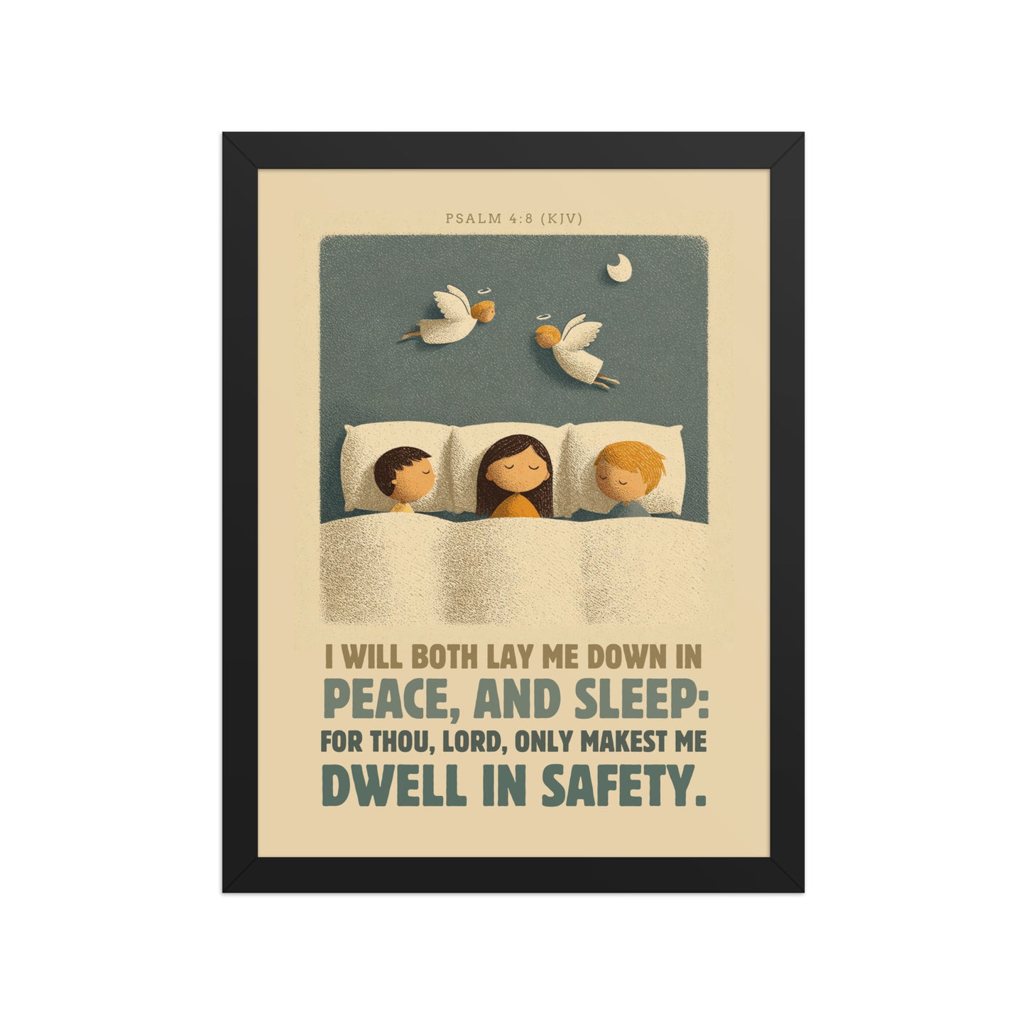 Psalm 4:8 Nursery Wall Art    Unframed Matte Paper / 8″×10″-Unframed Matte Paper / 11″×14″-Unframed Matte Paper / 12″×16″-Unframed Matte Paper / 12″×18″-Unframed Matte Paper / 16″×20″ 