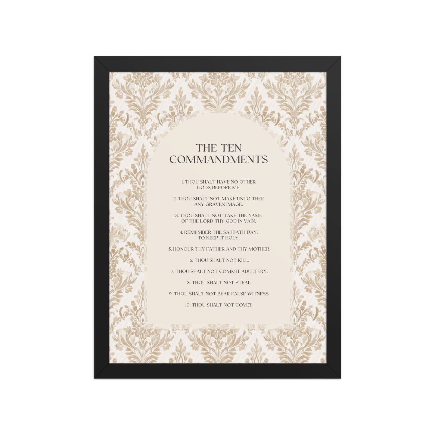 The Ten Commandments: Arch Design Print with Roman Numerals or List    Unframed Matte Paper / 8″×10″ / List-Unframed Matte Paper / 8″×10″ / Roman Numerals-Unframed Matte Paper / 11″×14″ / List-Unframed Matte Paper / 11″×14″ / Roman Numerals-Unframed Matte Paper / 12″×16″ / List 