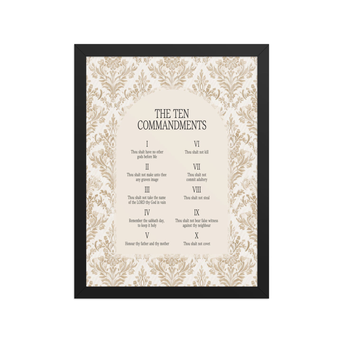 The Ten Commandments: Arch Design Print with Roman Numerals or List    Unframed Matte Paper / 8″×10″ / List-Unframed Matte Paper / 8″×10″ / Roman Numerals-Unframed Matte Paper / 11″×14″ / List-Unframed Matte Paper / 11″×14″ / Roman Numerals-Unframed Matte Paper / 12″×16″ / List 