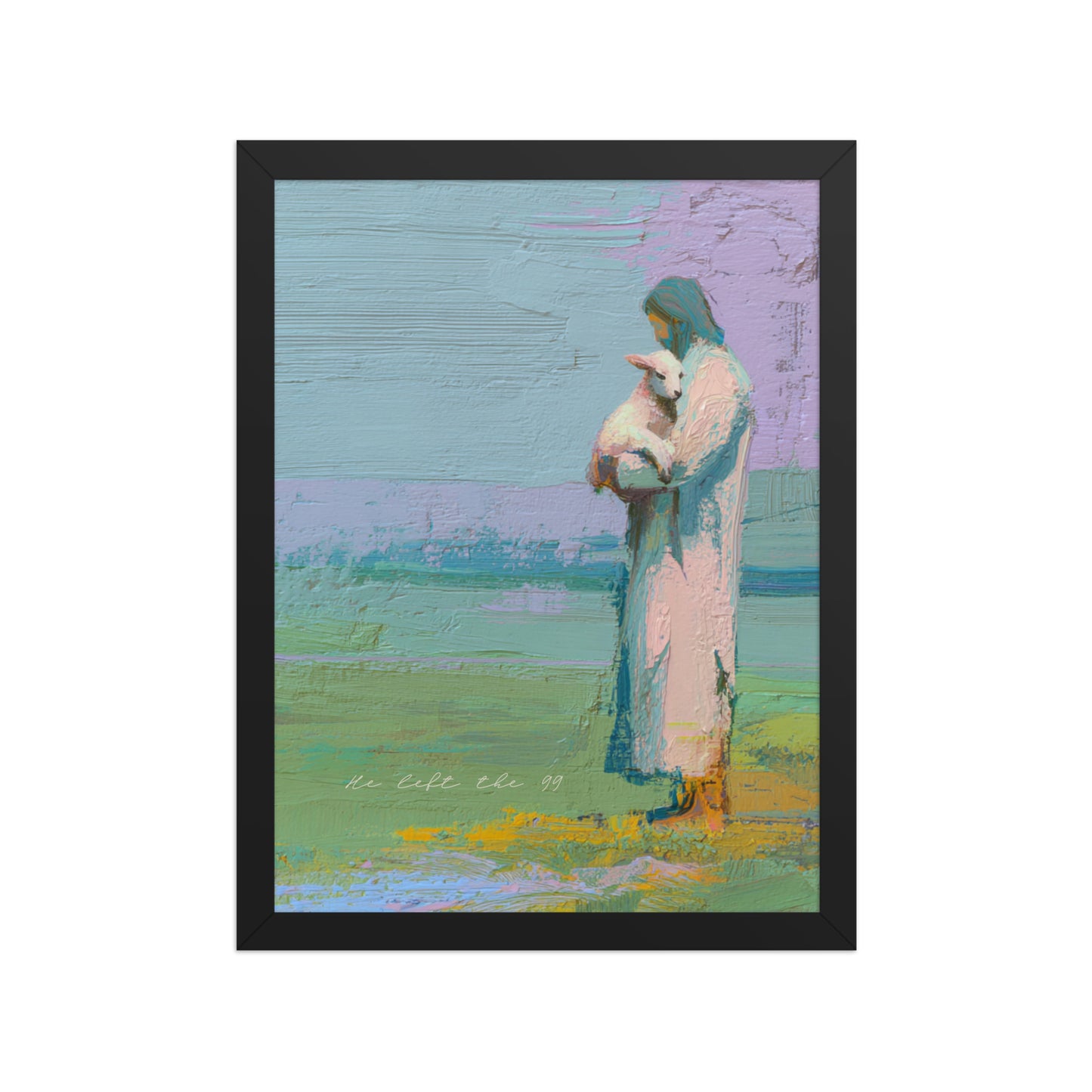 The Good Shepherd Wall Art | "He Left the 99" Scripture Print    Unframed Matte Paper / 8″×10″-Unframed Matte Paper / 10″×10″-Unframed Matte Paper / 11″×14″-Unframed Matte Paper / 12″×12″-Unframed Matte Paper / 12″×16″ 