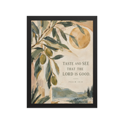 Taste and See Psalm 34:8 — Matte Black Frame / 12″×16″ portrait mockup
